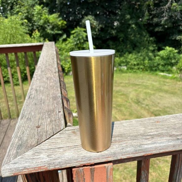 NEW Starbucks Winter 2019 Glitter Gradient Gold Stainless Steel Cold Cup 24oz - Picture 2 of 5